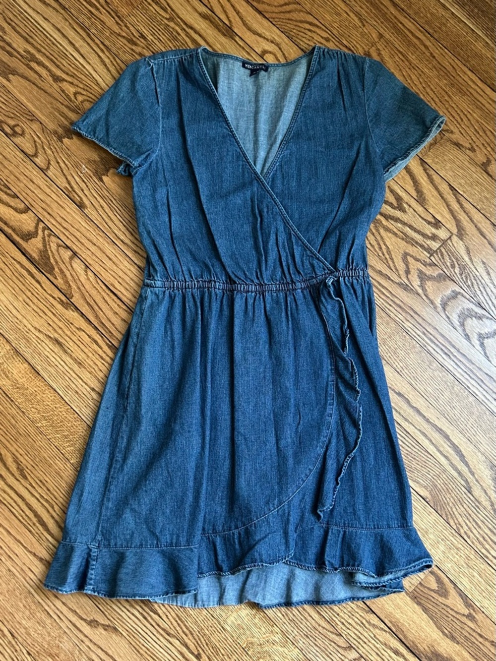 J. Crew Denim Blue Wrap Short-Sleeve Dress